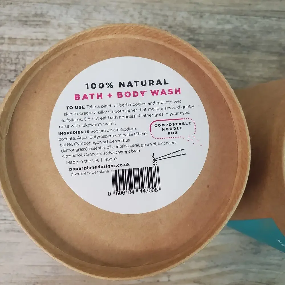 Paper Plane Bath Noodles - 100% Natural Vegan Bath Body Wash - Lot Of 3
